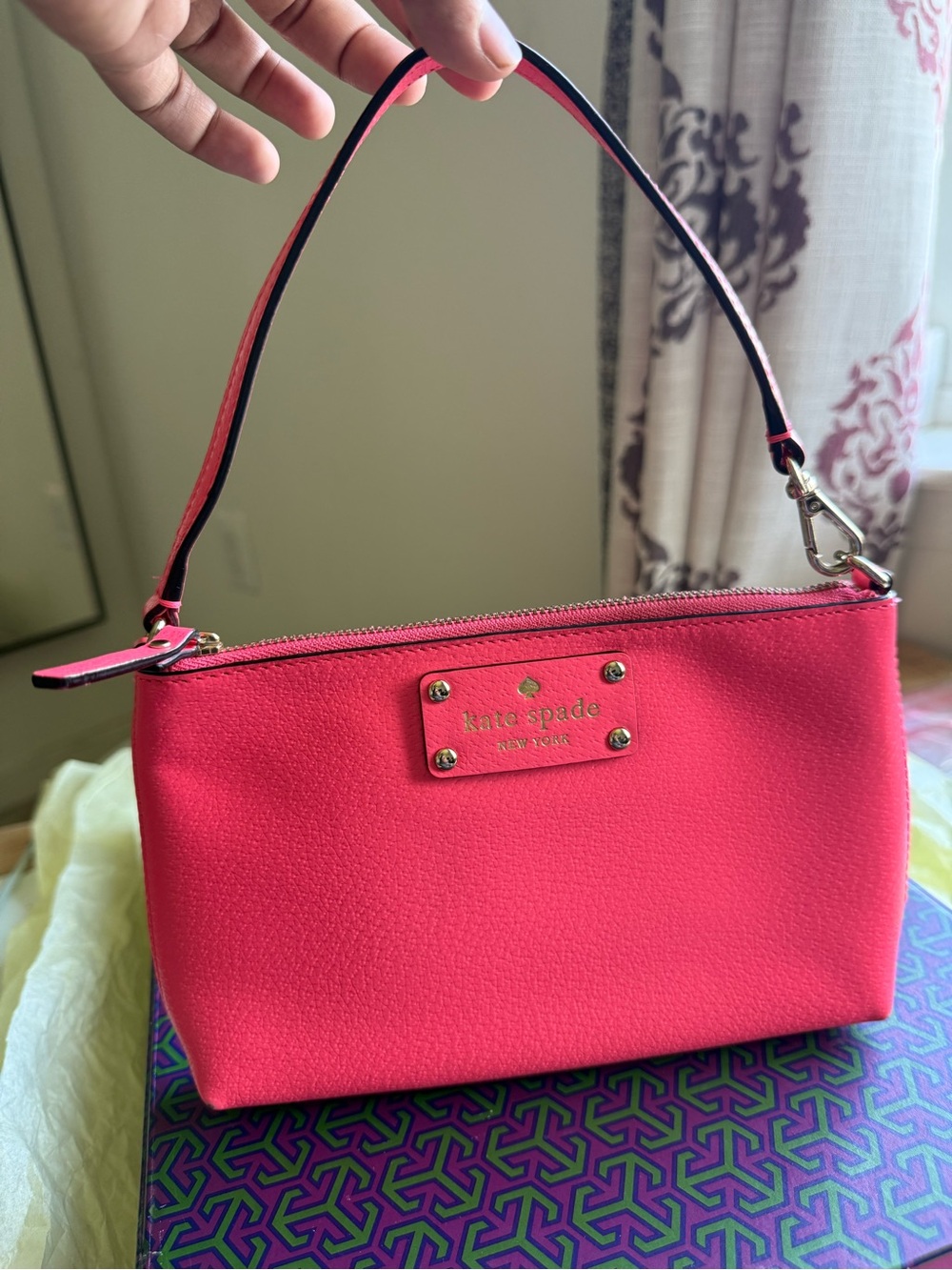 kate spade flamingo Pink Mini Wristlet  Bag